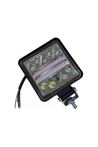 Tecnopoint Beyaz Led Sarı Kırmızı Çakarlı Kare Off Road Sis Farı Çalışma Lambası 26 Led 10-36v 102w