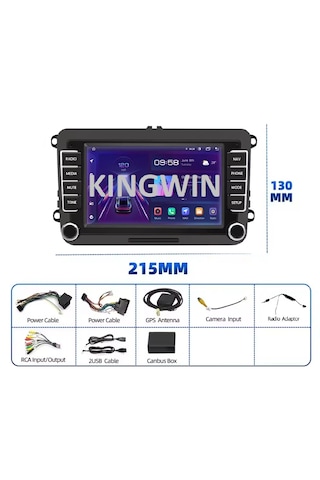 7 İnç Volkswagen Skoda Uyumlu 8gb Ram 128gb Hafıza Android Carplay Multimedya Arka Kamera 7"