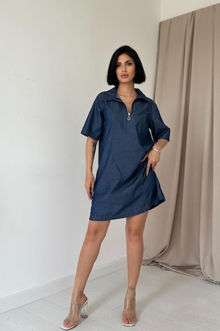 Etiler Collection Mavi Tencel Kuplu Elbise
