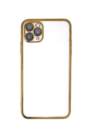 Apple iPhone Uyumlu 11 Pro Kılıf Lensli Silikon - Gold Çok Renkli