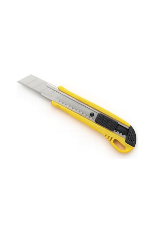 Profesyonel Maket Bıçağı, 10 Adet Yedek Paslanmaz Çelik Bıçaklı, 18 Mm Segmentli, Ergonomik Kaymaz Sarı Sap, Otomatik Kilit Mekanizmalı, Karton, Halı, Plastik, Kağıt Ve Deri İçin Çok Amaçlı Kesici.