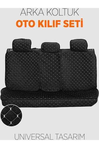 Tay Tüyü Terletmez Kumaş Oto Koltuk Kılıfı Arka Koltuk Seti - Siyah-beyaz