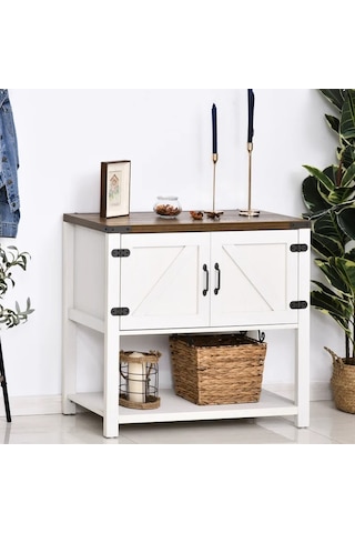 Ağaç Atölyesi - Potter Ahşap Beyaz Dolap/Dresuar Beyaz - Ceviz