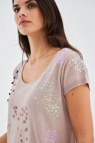 Peraluna Yazlık Boncuk Işlemeli Ince Elbise Bej Bej