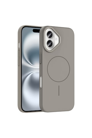 Apple Uyumlu iPhone 16 Plus Kılıf M-safe Şarj Özellikli Zore Ruby Sert Kapak Gri