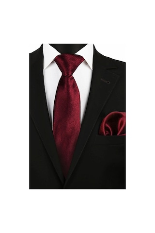 Bordo Ayarlanabilir Saten Çocuk Kravat Ve Mendil Seti Bordo