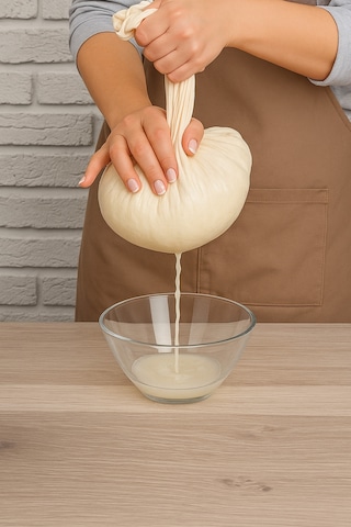 Organik Yıkanabilir Yuvarlak Keten Süzme Bezi Bej