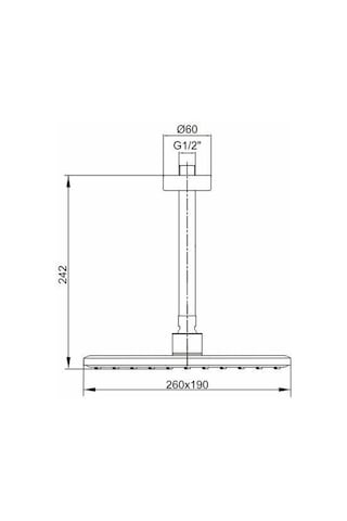 Ar Lucia Tepe Duş Başlığı Tavandan Borulu 260x190 Mm 103545061 Krom