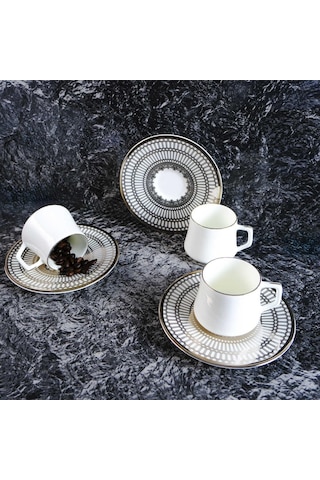 Evaliza Crown Platin 6 Kişilik Kahve Fincan Takımı 80 Ml 44199 renkli