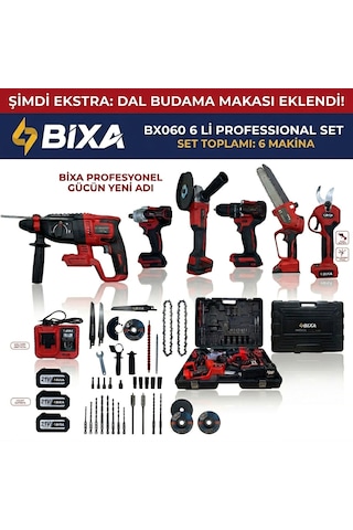 Bixa Bx060 Kömürsüz Motor 6'lı Set - Akülü Hilti Somun Sıkma Matkap Taşlama Testere Ve Dal Budama Makası Bixa Bx060 Kömürsüz Motor 6'lı Set - Akülü Hilti Somun Sıkma Matkap Taşlama Testere Ve Dal Budama Makası