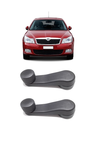 Skoda Octavia 2009-2012 Uyumlu Manuel Çevirmeli Cam Açma Kapama Kolu Siyah 2 Adet Takım 1h0837581
