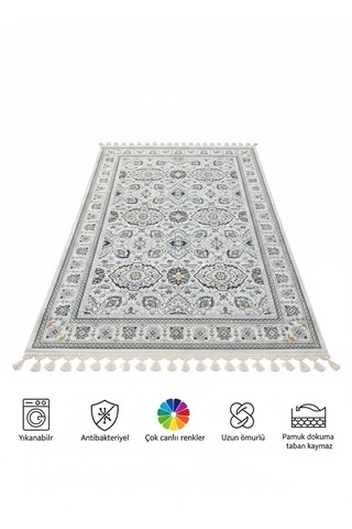 Modern Desenli Mavi Salon Kilimi-160 230 Cm- Açık Mavi
