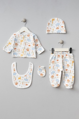 Bebitof %100 Pamuk Koala Desenli 5 Parça Yenidoğan Hastane Çıkışı Zıbın Seti 0-3 Ay 50-56 Cm Ekru Bbtf.20113.03.ekr Çok Renkli