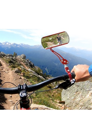 Yaleker Bisiklet İçin Alüminyum Geribakış Aynası - 22.2mm'den Düşük Saplar İçin - Ayarları Kolay - Dayanıklı - Geniş Görünüm - Kırmızı Çift Kırmızı