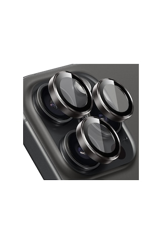 Buff iPhone 15 Pro Max / 15 Pro Kamera Metal Lens Koruyucu Siyah