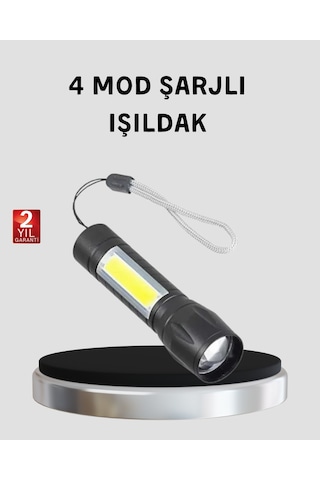 Ultra Dayanıklı 4 Mod Şarjlı Işıldak Suya Ve Darbeye Dayanıklı 100.000 Saat Led Ömrü Renkli