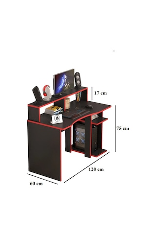 Oyuncu Masası Gamer Model Çalışma Masası Siyah-kırmızı Model Ada Model