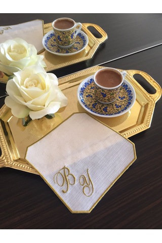 Kişiye Özel Harf Nakışlı Söz Ve Nişan Mendili, Sunum Peçetesi