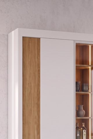 Nero Vitrinli Kiler Dolabı 115 Cm Beyaz-meşe