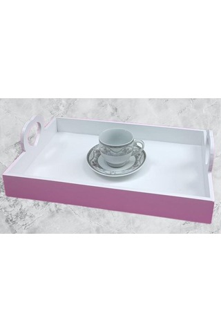 Hobi Erc Kalp Kulplu Tepsi 90404 Model Ahşap Mdf Parlak Beyaz Lake Boya El Yapımı