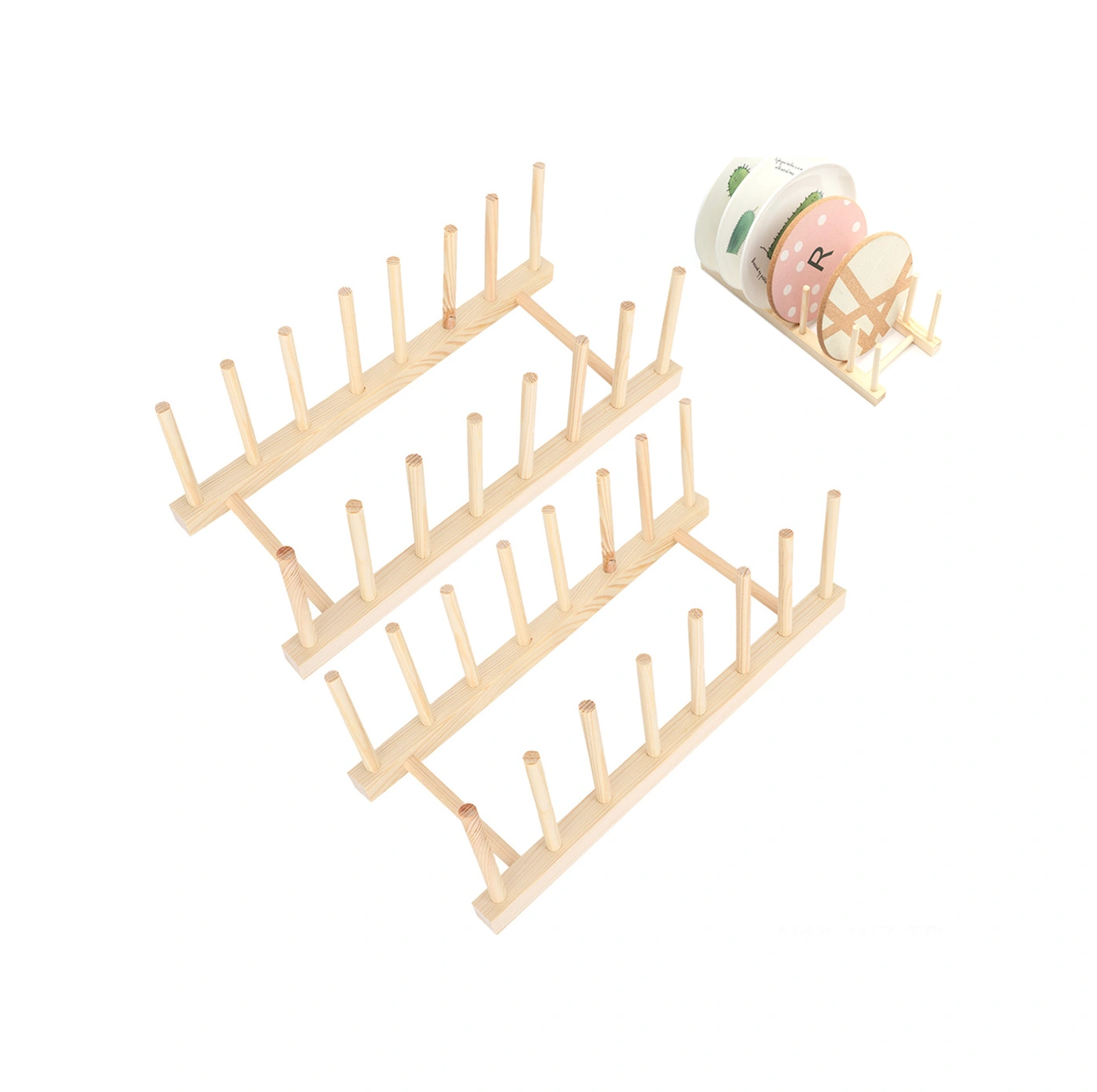 Wezone Ahşap Tabak Depolama Rafı, Mutfak Gereçleri Ve Kitaplık Olarak Kullanılabilir, Doğal Ahşap, Sağlıklı Ve Dayanıklı, 2 Set Diğer