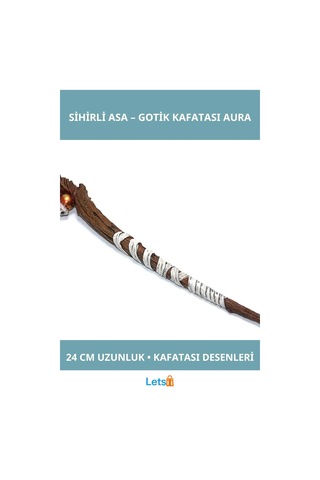 Gotik Polyester Sihirli Asa 24 Cm Kafatası Detaylı Büyü Aksesuarı 1 Adet