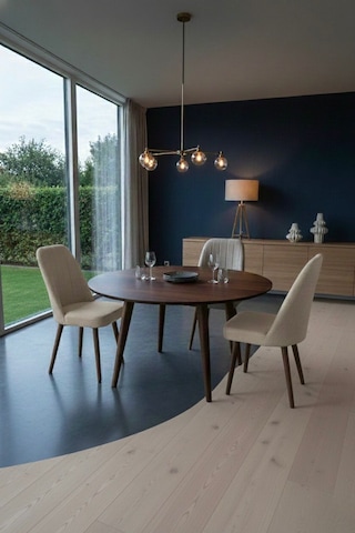 Nora 3 Adet Sandalye - Keten Kumaşlı Sandalye Modern Ahşap Ayaklı Yemek & Çalışma Sandalyesi Minimal Tasarım Krem