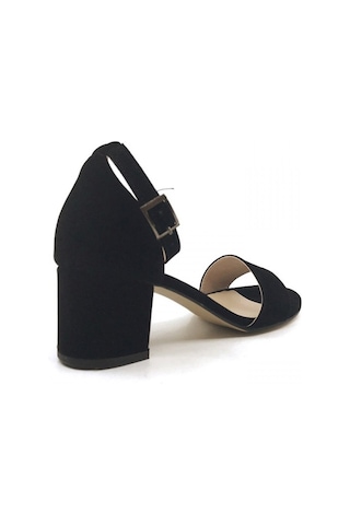 Ayakkabımood Gizzah Siyah Süet 5Cm Bayan Tek Bant Topuklu Ayakkab
