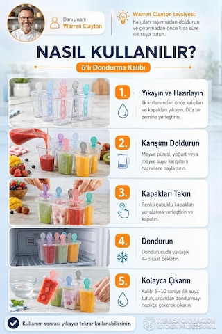 Transformacion 6'li Dondurma Ve Meybuz Kalıbı / Zindeliklı Ev Yapımı Atıştırmalık Seti 721454 Diğer