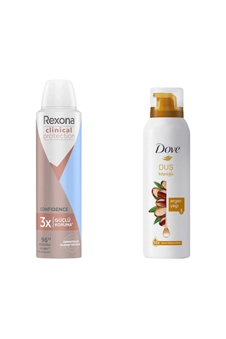 Rexona Clinical Protection Kadın Sprey Deodorant 150 ML + Dove Argan Yağı Köpük Duş Jeli 200 ML