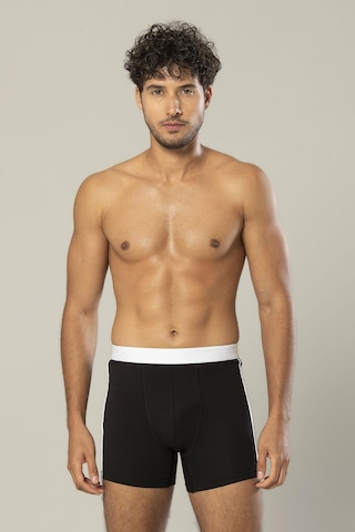 Erdem Siyah Pamuk Elastan Uzun Boxer 1417 Siyah