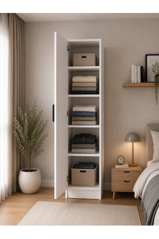 Gani Home Selen Tek Kapaklı Raflı Gardırop M-1 Çok Amaçlı Elbise Dolabı Suntalam