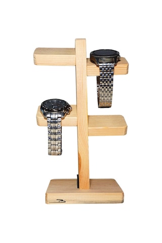 Doğal ahşap Merdiven tasarımlı saat askısı mücevher takı askılığı