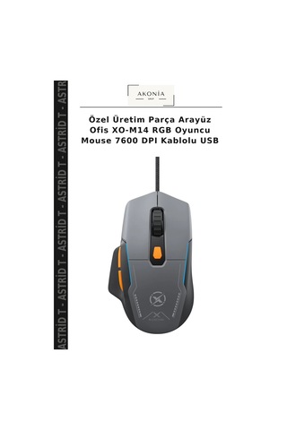 Özel Üretim Parça Arayüz Ofis Xo-m14 Rgb Oyuncu Mouse 7600 Dpı Kablolu Usb