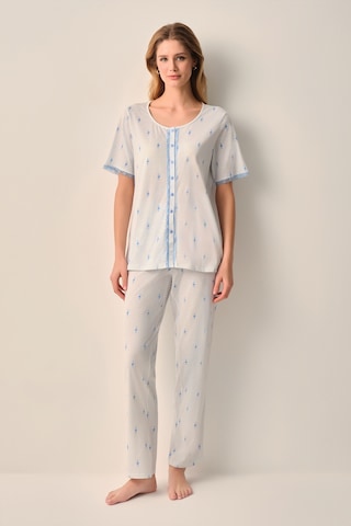 Suwen Maria Pamuklu Gömlek Yaka Pijama Takımı Sh26610660b348 Mavi