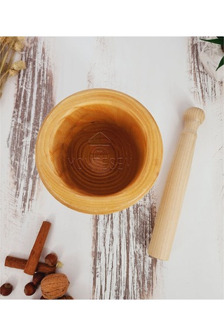 El Yapımı Ahşap Ağaç Havan Sarımsak Döveceği Lüx 8 Lik