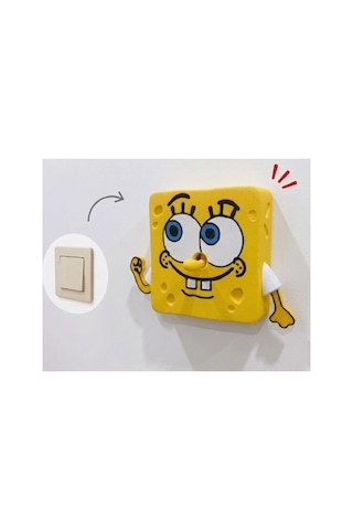 Süngerbob Temalı Duvar Prizi-anahtarı Çerçevesi - Dekoratif Anahtar Çerçevesi Süsü - Çocuk Odası, Gamer Odası Anahtar Süsü - Priz Çerçeve - Anahtar Çerçeve - Priz Anahtar Çerçevesi