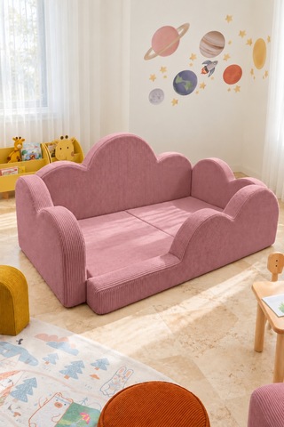 Funbed Junior Bulut Tasarımlı Çocuk Yatağı, Karyola Ve Oyun Matı Seti Pembe - 938609351