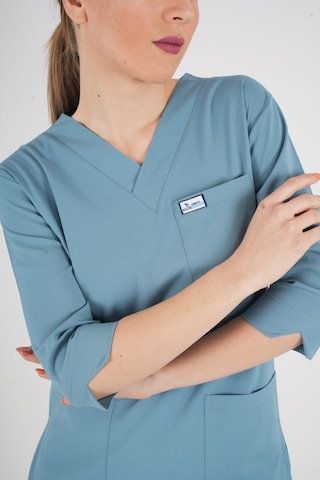 Unisex Cool Petrol Mavi Violet Model Scrubs Takım Doktor Hemşire Üniforması Petrol Mavi Soft