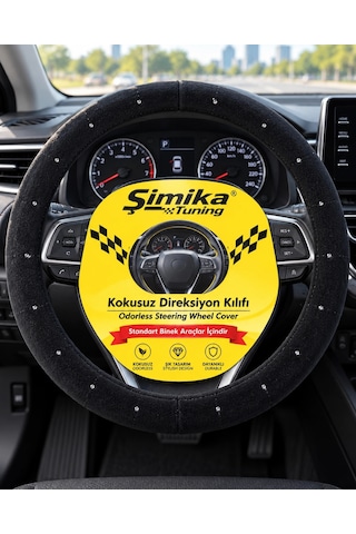Taşlı Süet Geçme Direksiyon Kaliteli Kokusuz Siyah