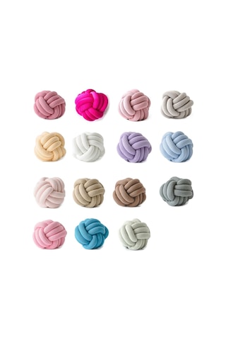 Sones El Yapımı Düğümlü Top Yastık, Boyut: Çap: 25 30cm Balık Kırmızısı