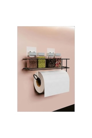 Yapışkanlı Metal Organizer Raf - Banyo Ve Mutfak İçin Açık Bej