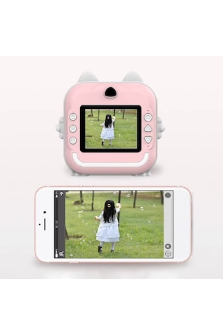 Anlık Termal Yazıcılı Dijital Çocuk Kamerası 2.0 Inc Hd Şipşak Fotoğraf Makinesi Ae110 Mavi