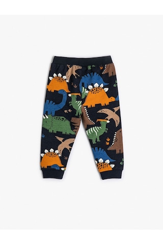 Koton Dinozorlu Jogger Eşofman Altı Beli Bağlamalı Şardonlu Pamuklu Lacivert Desenli 4wmb40106tk 4WMB40106TK7D0 Lacivert