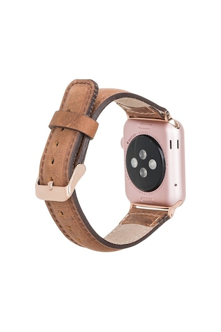 Apple Watch Uyumlu Deri Kordon 42-44-45mm G19 Taba