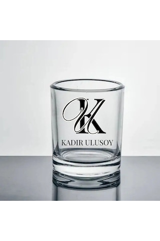 Kişiye Özel Baş Harfli Viski Bardağı - İsme Özel Monogram Tasarım Kadeh Renksiz