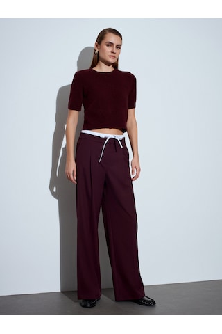 Dilvin 72240 Çift Belli Geniş Pantolon-bordo Bordo
