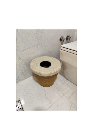 Jüt, Hasır, Çöp Kovası, Mutfak Çöp Kovası, Banyo Çöp Kovası, Doğal, Natürel, Jüt Kova, Modern Kova Hasır-krem Hasır-krem