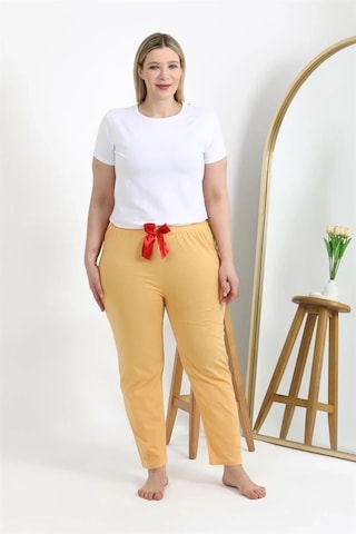 Mtm My The Mall Kadın Pamuklu Büyük Beden Alt Pijama Sarı Sarı
