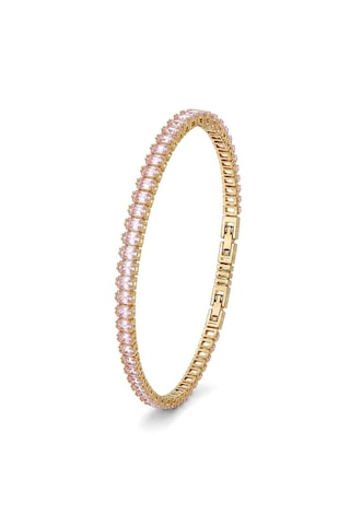 4mm Zirkon Taşlı Ayarlanabilir Su Yolu Kadın Bileklik Altın - Pembe